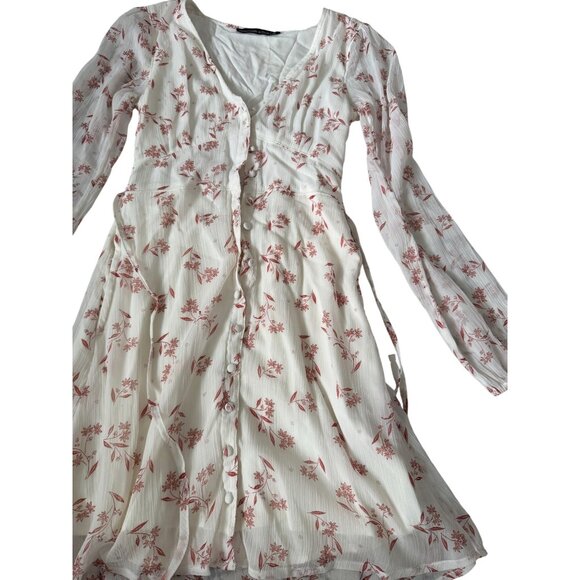 ABERCROMBIE & FITCH Floral Sheer Long Sleeve Button Down Dress Sz XXS - Picture 5 of 7